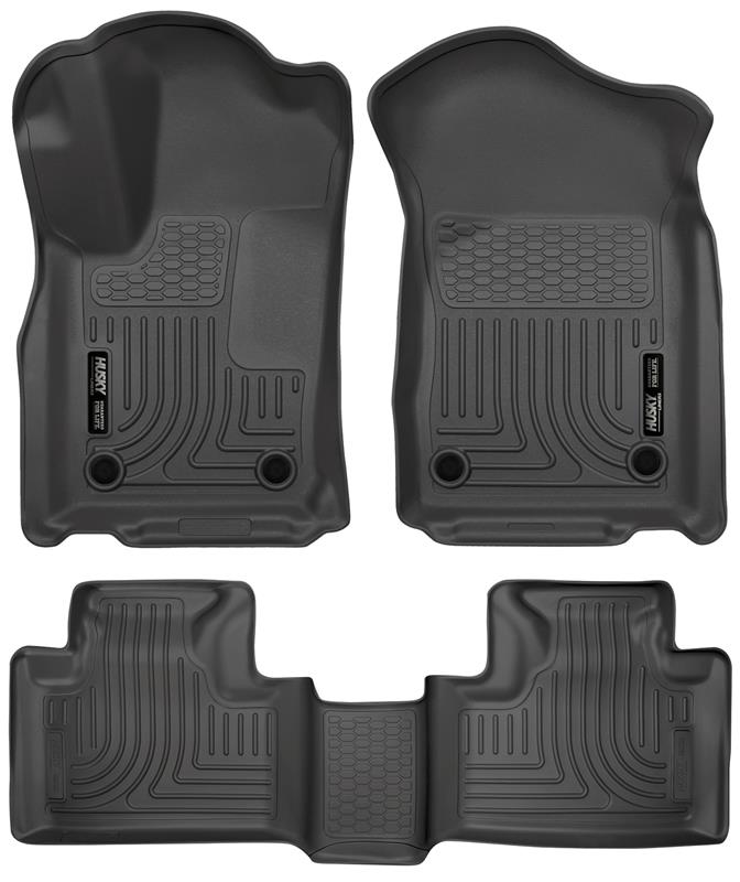 Dodge Durango Floor Liners - Front + 2nd Seat - Husky Liners - Weatherbeater - Black - `16-`22